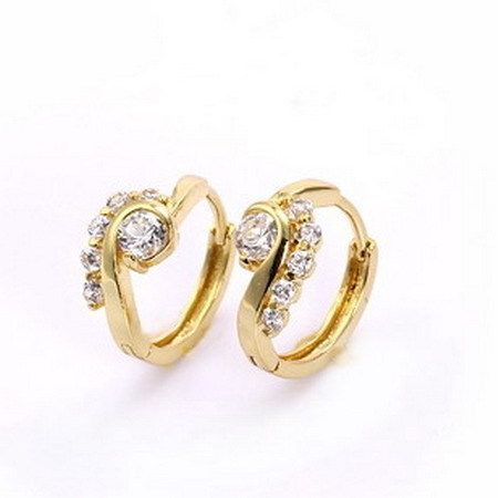   15*7mm Noble 18K Yellow Gold Filled Womens Zircon Earrings  