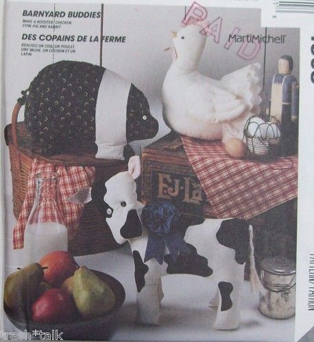 McCalls 4908 Barnyard Buddies pattern ROOSTER COW PIG Marti Michell 