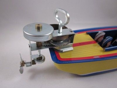 Wind Up Tin Retro vtg style Speed Boat Outboard Motor  