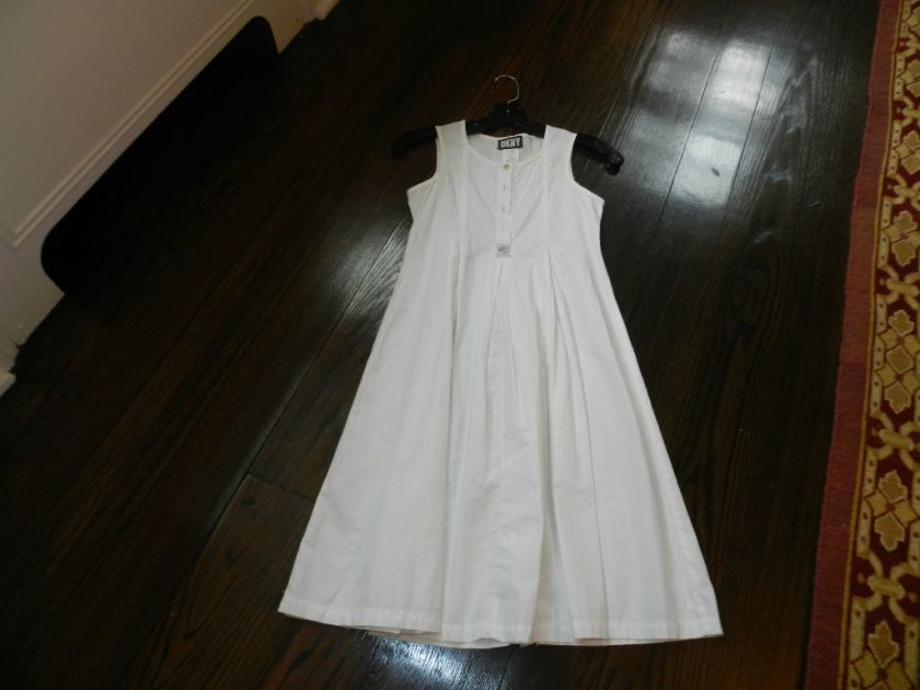 Girls DKNY White Sleeveless Cotton Dress Size 10  
