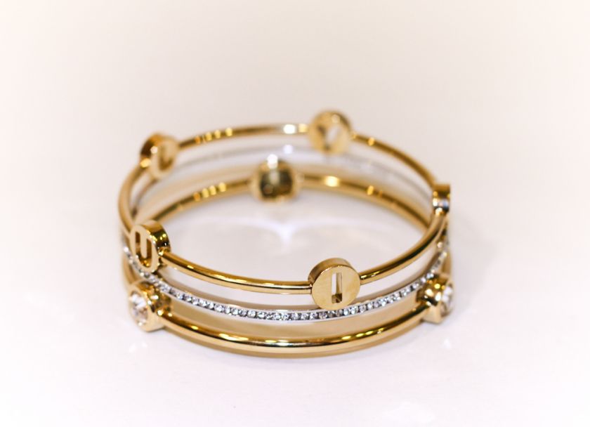 NIB JUICY COUTURE Pave Crystal 3 Stackable Bangle Set Bracelets in 