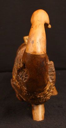 ANTIQUE JAPANESE ARTS & CRAFTS BAMBOO ROOT HAND HAMMERED COPPER BIRD 