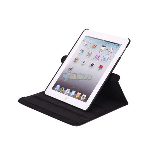 iPad 2 360 Magnetic Smart Cover Leather Case Rotating Stand Black 1 in 