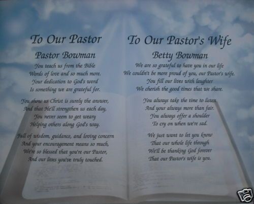 Church Pastor & Wife Personalized Poem Gift Bible Print  