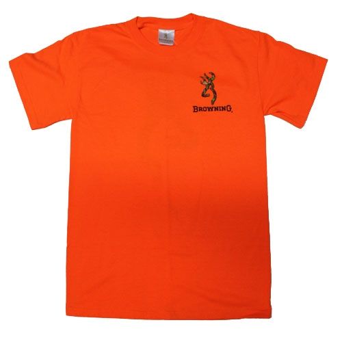 Safety Orange Browning Camouflage Buckmark T Shirts   Logo Color Camo 