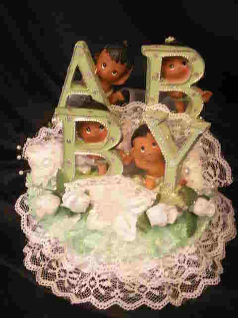 Baby Shower Cake Top Centerpiece Black Babies BABY  