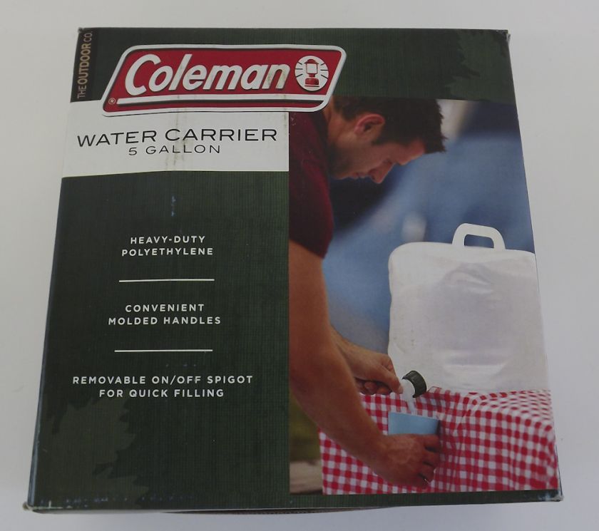 New Coleman Heavy Duty Camping 5 Gallon Water Carrier Jug Polyethylene 
