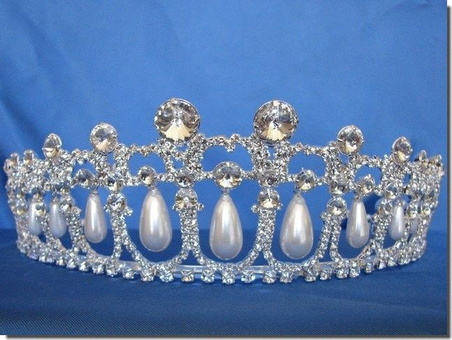   Wedding Crown Veil Pageant Homecoming Prom Pearl Crystal Tiara D0818
