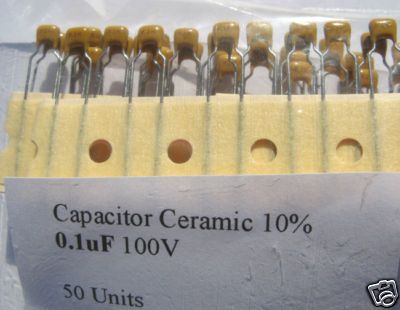 50   0.1uF 100V Ceramic Capacitors (100nF) 0.1 mf uf  