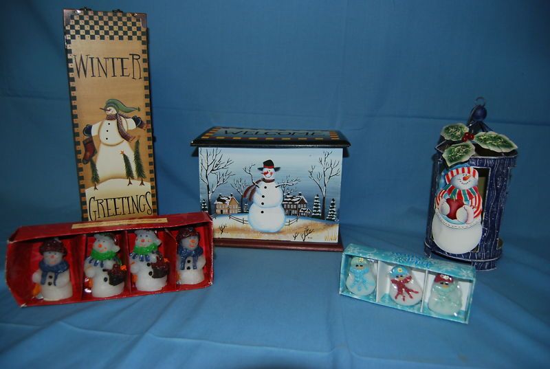 Snowman Lot of 5 Card box,Tea Light Holder, Candle X110  