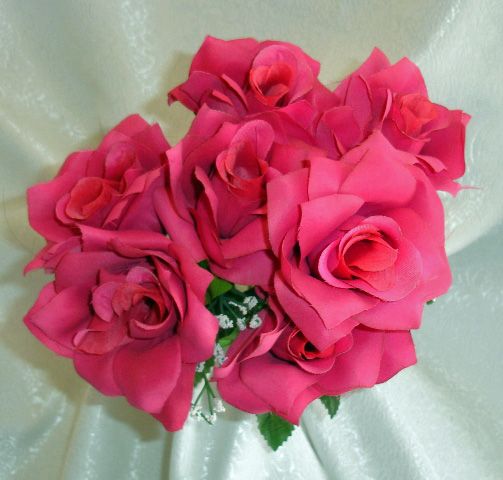   FUCHSIA WATERMELON HOT PINK Soft Silk Wedding Flowers Bouquets  