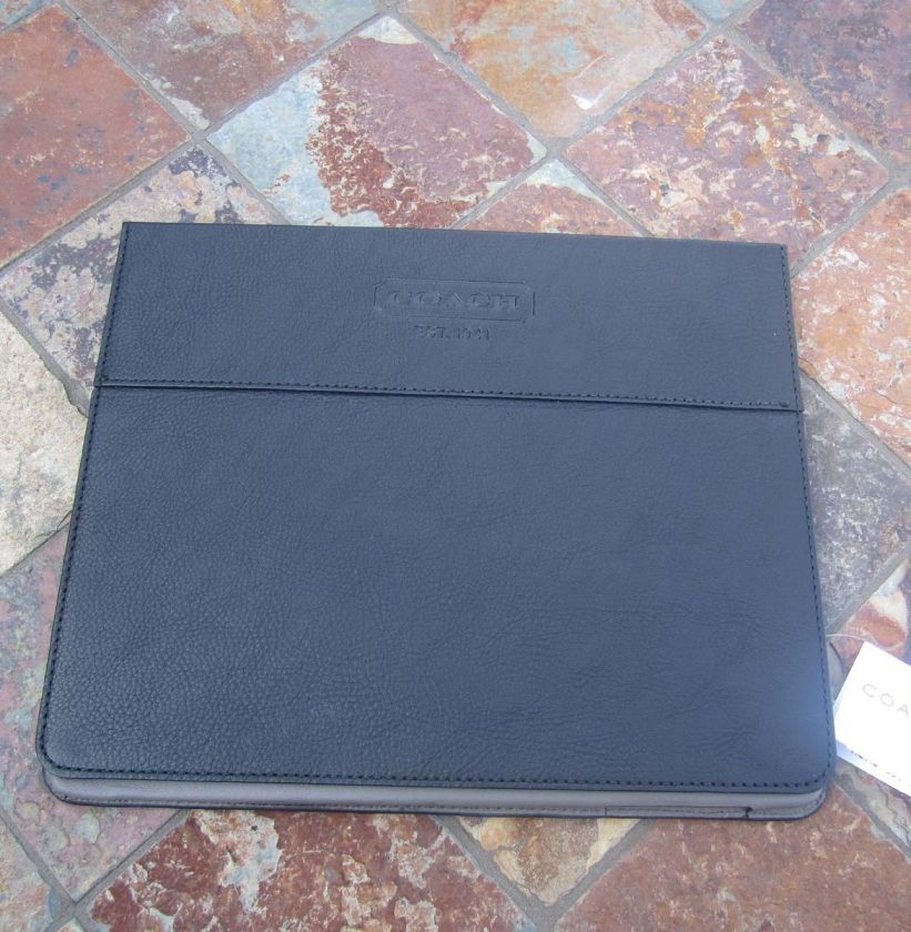 COACH HERITAGE WEB IPAD TABLET CASE BLACK LEATHER #F61309 MEN OR WOMAN 